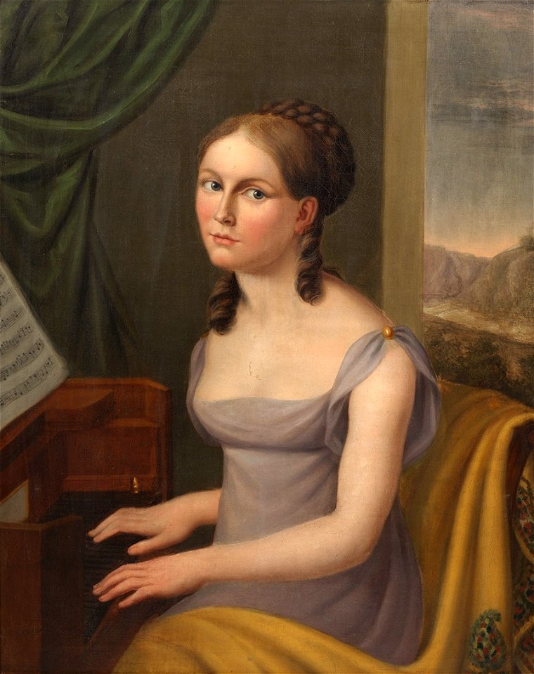 Bildnis eines Mädchens beim Musizieren