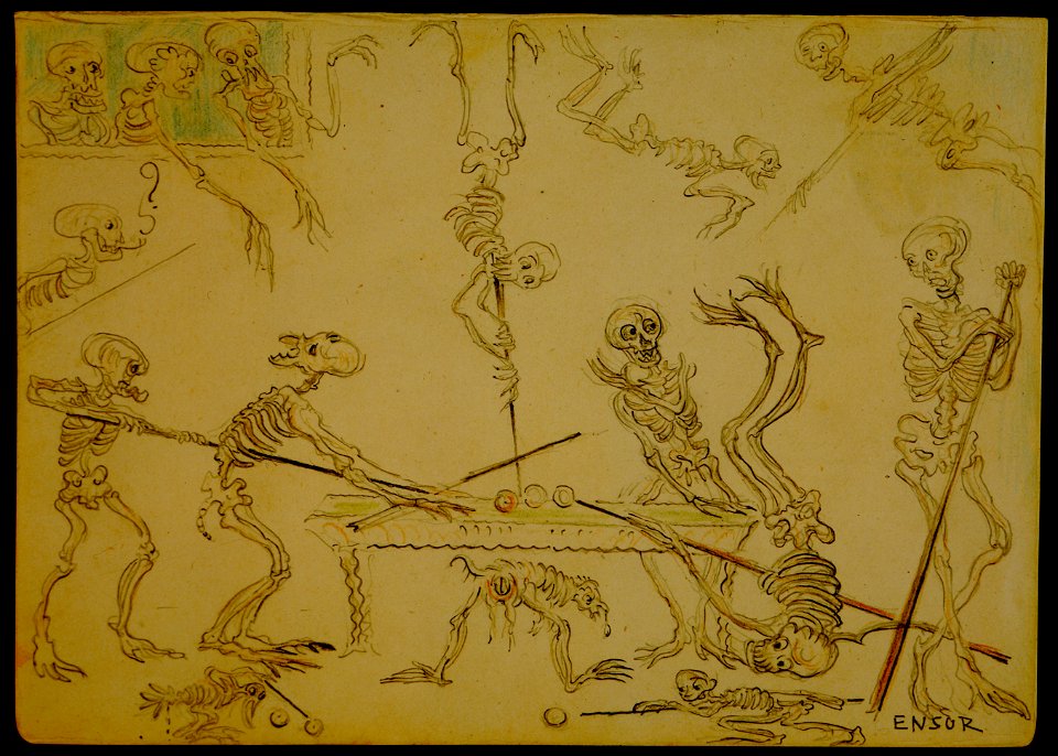 Biljartspelende geraamten, James Ensor, Mu.ZEE Oostende, SM000299