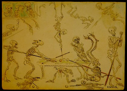 Biljartspelende geraamten, James Ensor, Mu.ZEE Oostende, SM000299