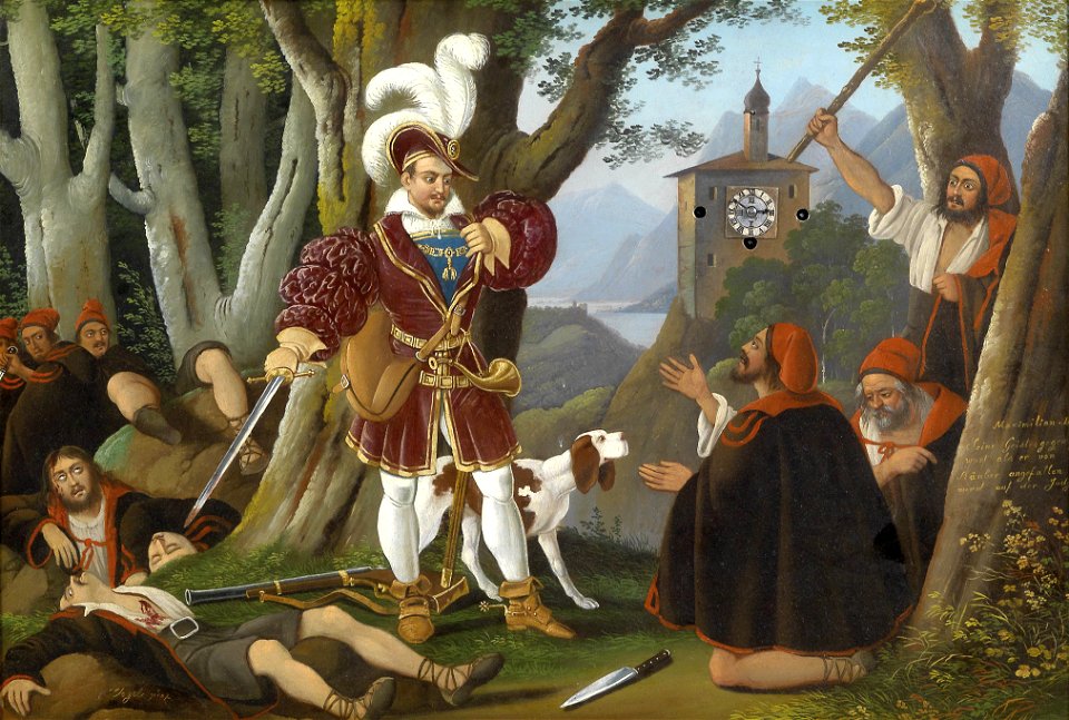 Bilderuhr Maximilian I mit den Räubern