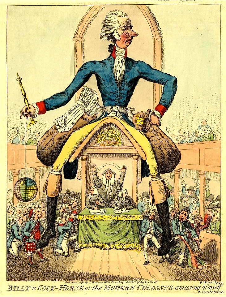 Billy a cock-horse or the modern colossus amusing himself (BM 1868,0808.6601)