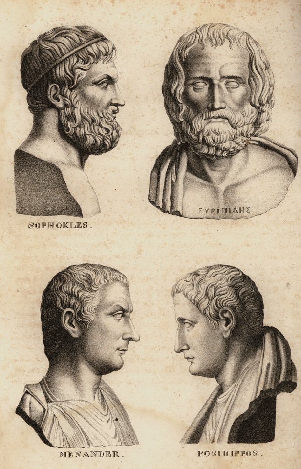 Bildnisse- Sophokles, Euripides, Menandros, Posidippos - Horner Johann Jakob - 1829