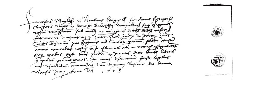 Bill of sale for a group of Roma slaves, 1558