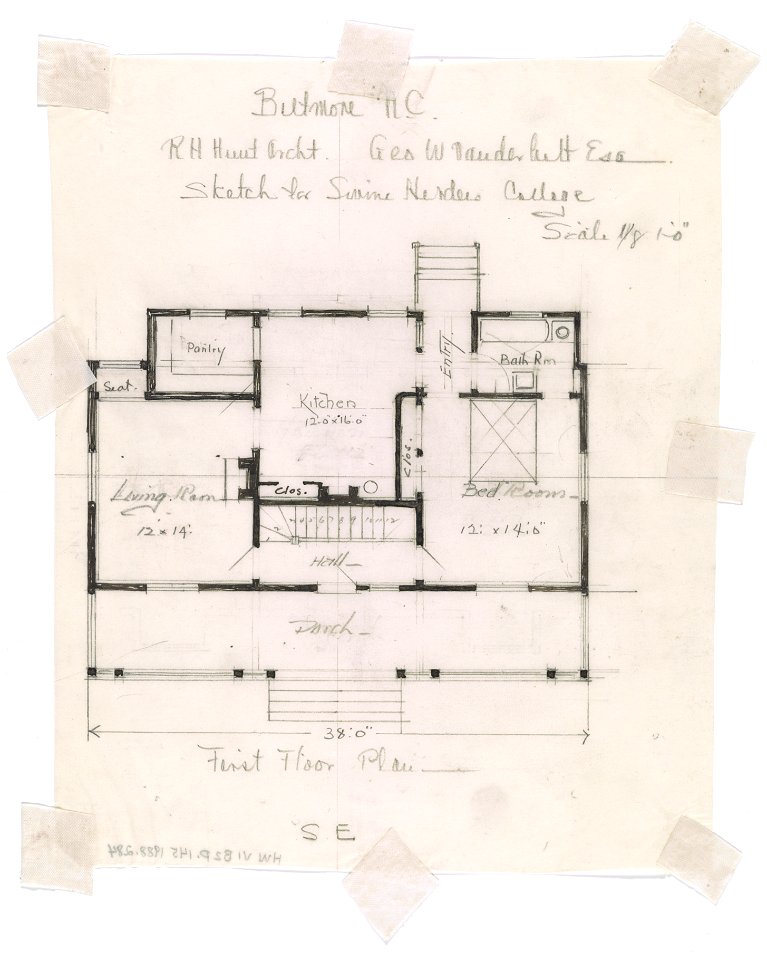Biltmore, estate for George Washington Vanderbilt II, Asheville, North Carolina. Swine herder's cottage. First floor plan LCCN2016650330