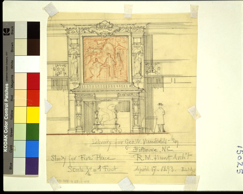 Biltmore, Asheville, North Carolina. Library. Study for fireplace and overmantel) - ELM April 17, 1893 LCCN2011648075