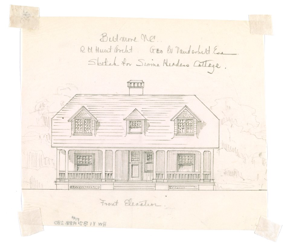 Biltmore, estate for George Washington Vanderbilt II, Asheville, North Carolina. Swine herder's cottage. Front elevation LCCN2016650336