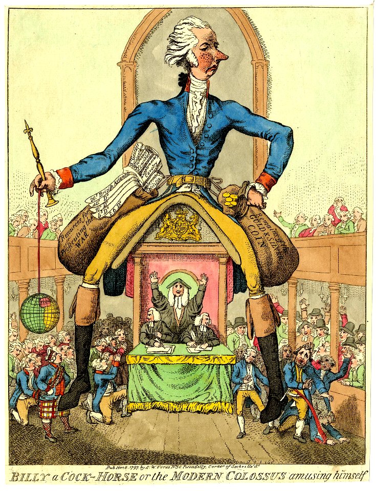 Billy a cock-horse or the modern colossus amusing himself (BM 1851,0901.840)