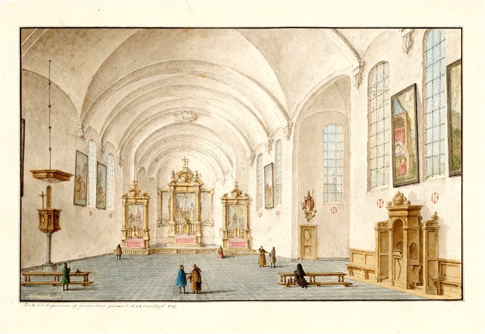 Binnenzicht van de kerk van het klooster van de kapucijnen (of capucienen)