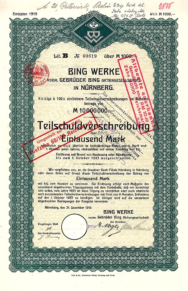 Bing Werke 1000 Mk 1919
