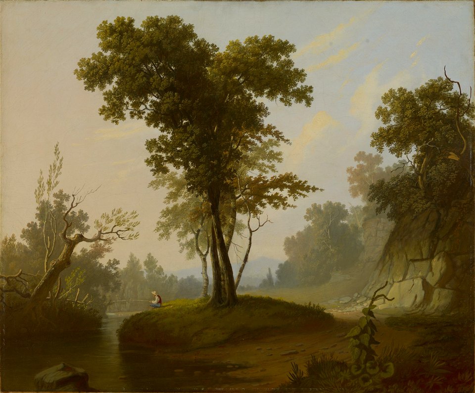 George Caleb Bingham - Landscape with Fisherman (1840s)