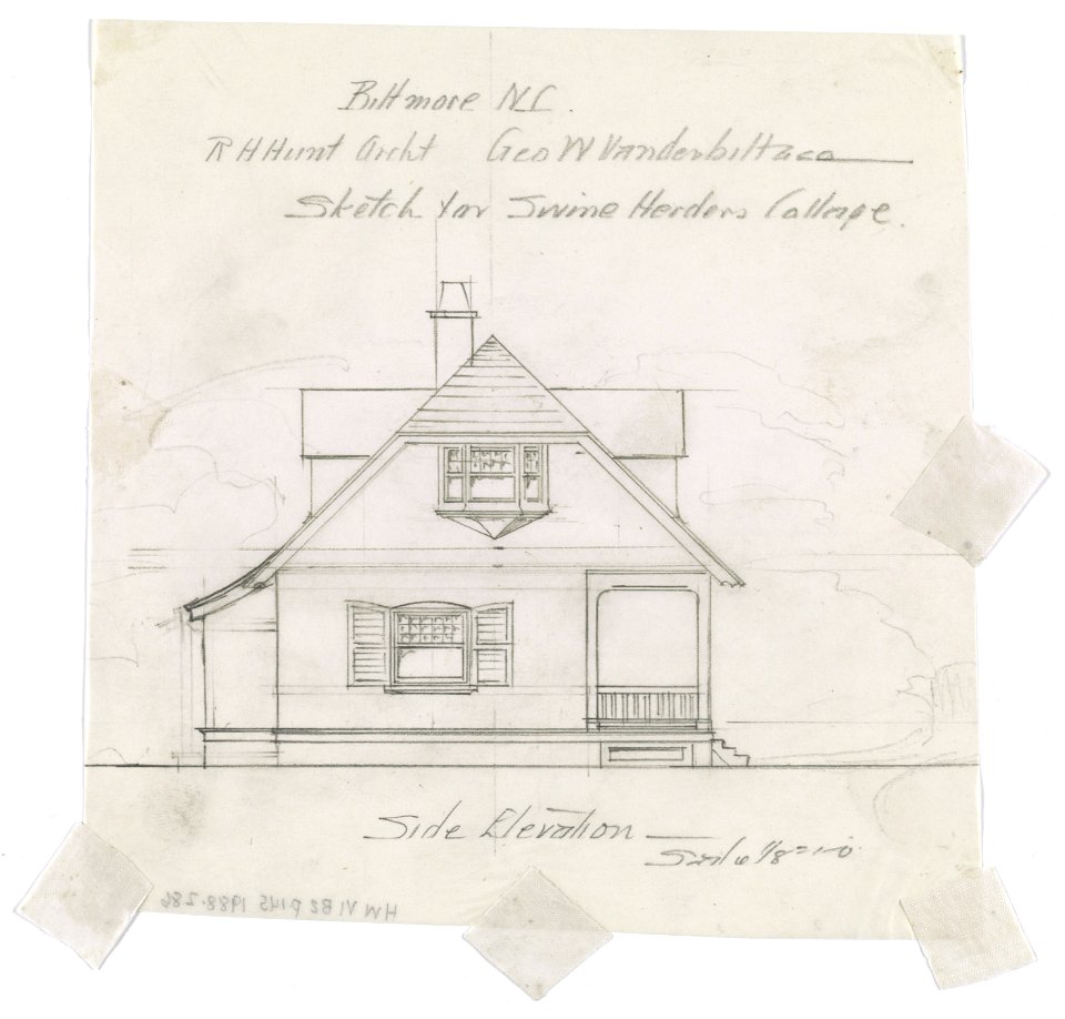 Biltmore, estate for George Washington Vanderbilt II, Asheville, North Carolina. Swine herder's cottage. Elevation LCCN2016650328