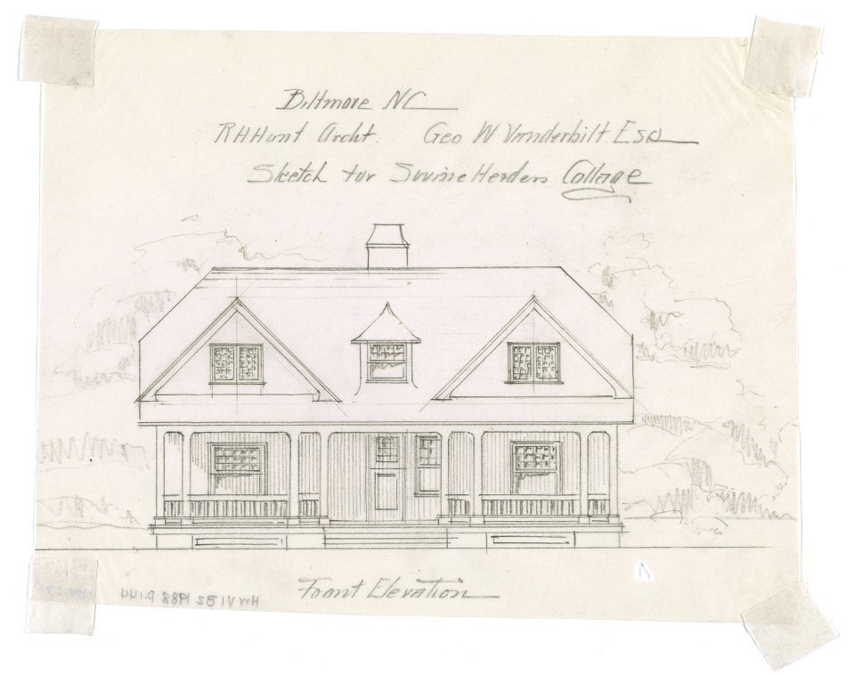 Biltmore, estate for George Washington Vanderbilt II, Asheville, North Carolina. Swine herder's cottage. Front elevation LCCN2016650335