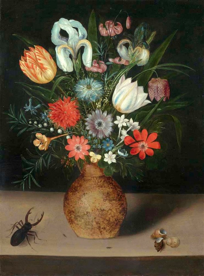 Peter Binoit - Engobe vase with flowers