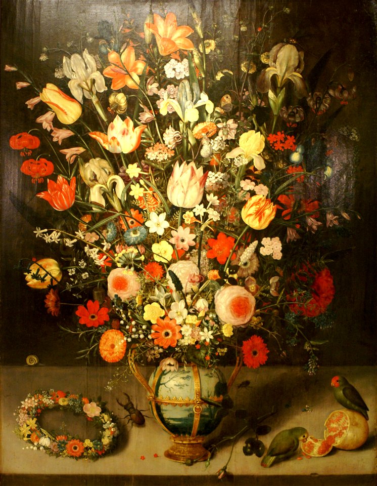 Peter Binoit - Blumenstück mit Papageien (Landesmuseum Mainz)