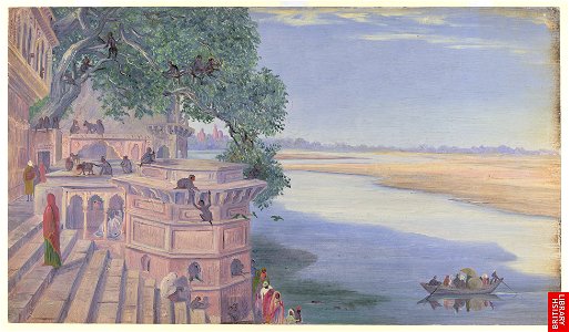 Bindrabun. India. Novr. 2d 1878, an oil painting by Marianne North. Free illustration for personal and commercial use.