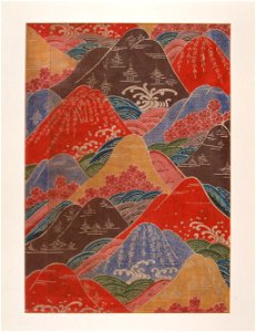 Bingata textile fragment- cherry blossoms, waves, mountains motifs - Google Art Project