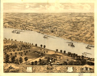 Bird's eye view of Jefferson City, the capitol of Missouri 1869. LOC 73693479