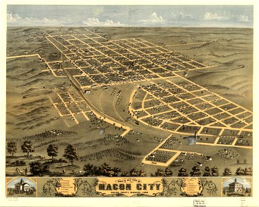 Bird's eye view of Macon City, Macon County, Missouri 1869. LOC 73693483