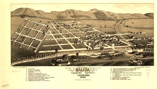 Bird's eye view of Salida, Chaffee County, Colorado. 1882. LOC 75693143