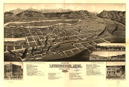 Bird's eye view of Livingston, Mon., Gallatin County 1883. LOC 75694671