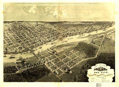 Bird's eye view of Bay City, Portsmouth, Wenona & Salzburg, Bay Co., Michigan 1867. LOC 73693424