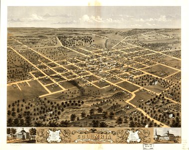 Bird's eye view of the city of Columbia, Boone Co., Missouri 1869. LOC 73693473