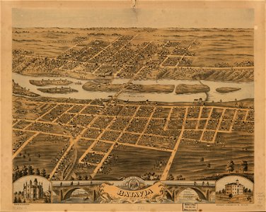 Bird's eye view of Batavia, Kane County, Illinois, 1869. LOC 73693342