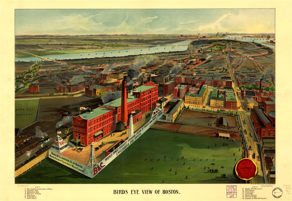 Bird's eye view of Boston. LOC 75694559