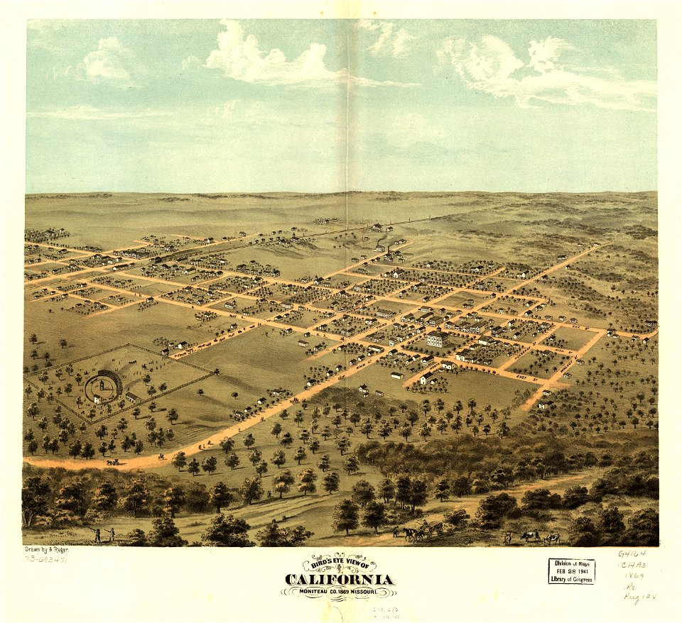 Bird's eye view of California, Moniteau Co., Missouri 1869. LOC 73693471