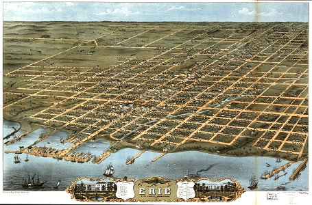 Bird's eye view of the city of Erie, Erie County, Pennsylvania 1870. LOC 73694523