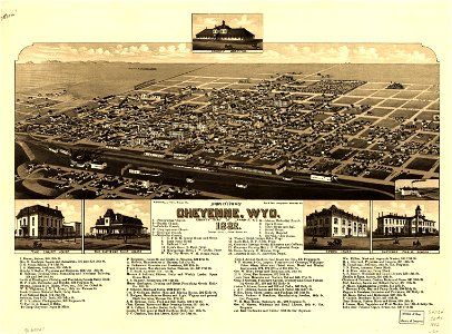 Bird's eye view of Cheyenne, Wyo. county seat of Laramie Co. 1882. LOC 75693047