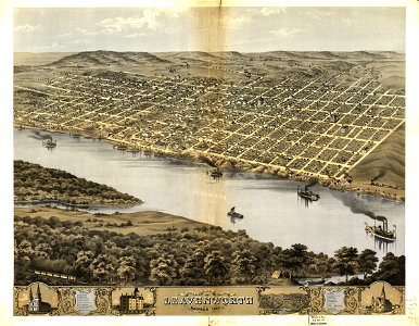 Bird's eye view of the city of Leavenworth, Kansas 1869. LOC 73693410