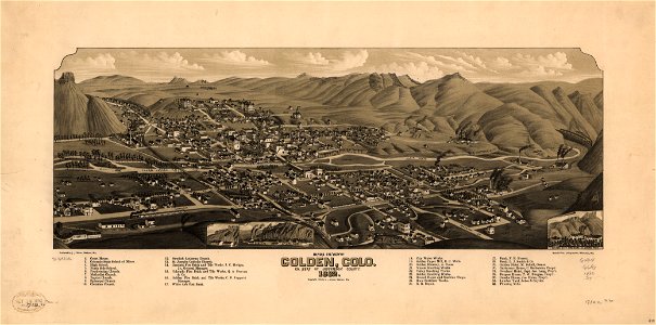 Bird's eye view of Golden, Colo. co. seat of Jefferson County, 1882. LOC 75693136