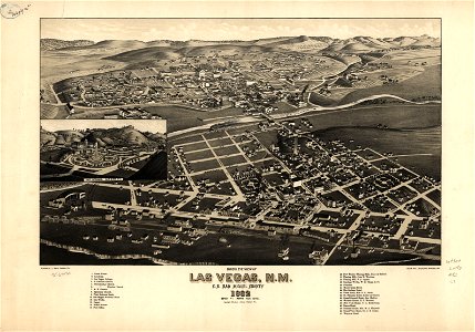 Bird's eye view of Las Vegas, N.M. c.s. San Miguel County 1882. LOC 75694741
