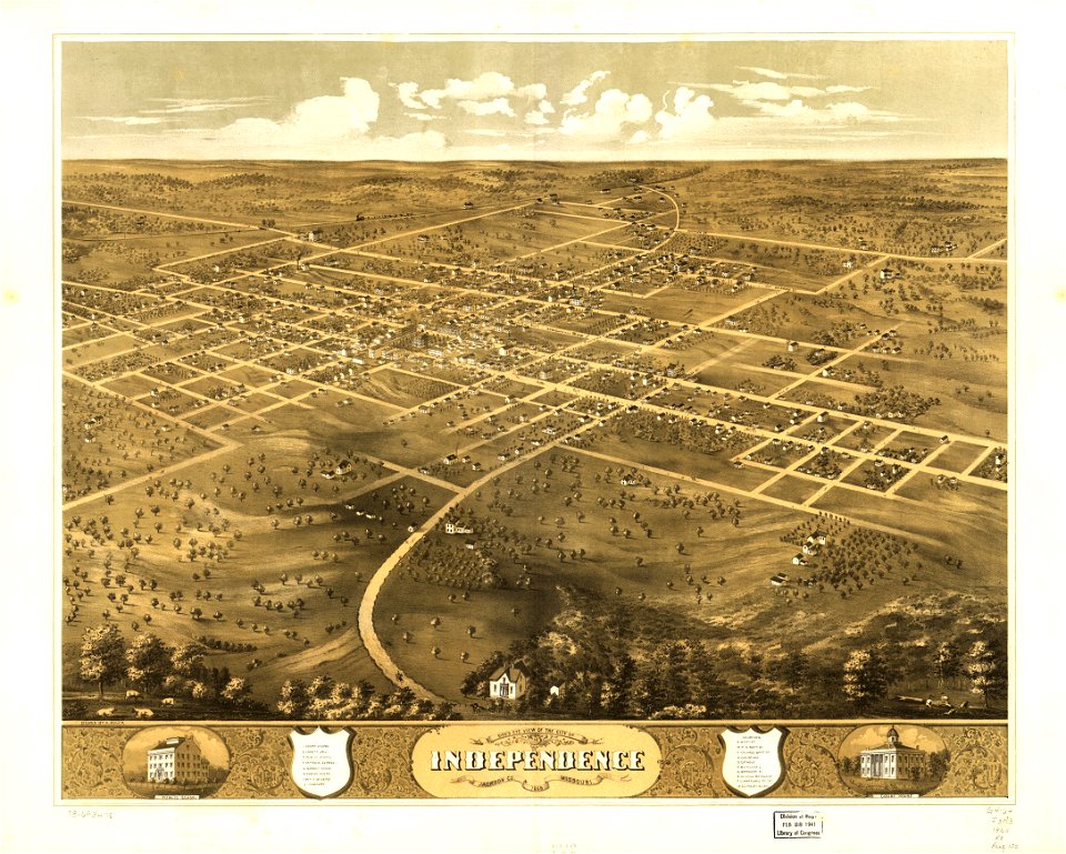 Bird's eye view of the city of Independence, Jackson Co., Missouri 1868. LOC 73693478