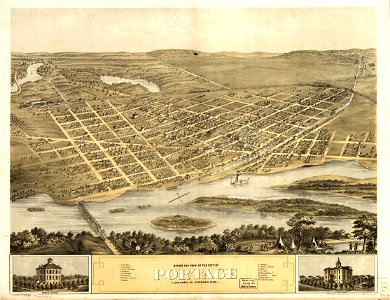 Bird's eye view of the city of Portage, Columbia Co., Wisconsin 1868. LOC 73694548
