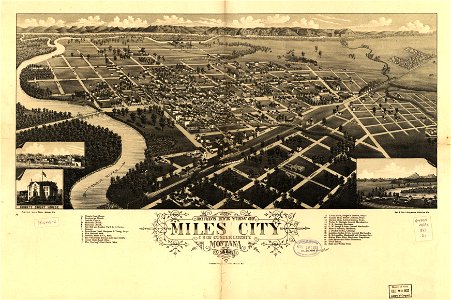 Bird's eye view of Miles City, c.s. of Custer County, Montana 1883. LOC 75694672