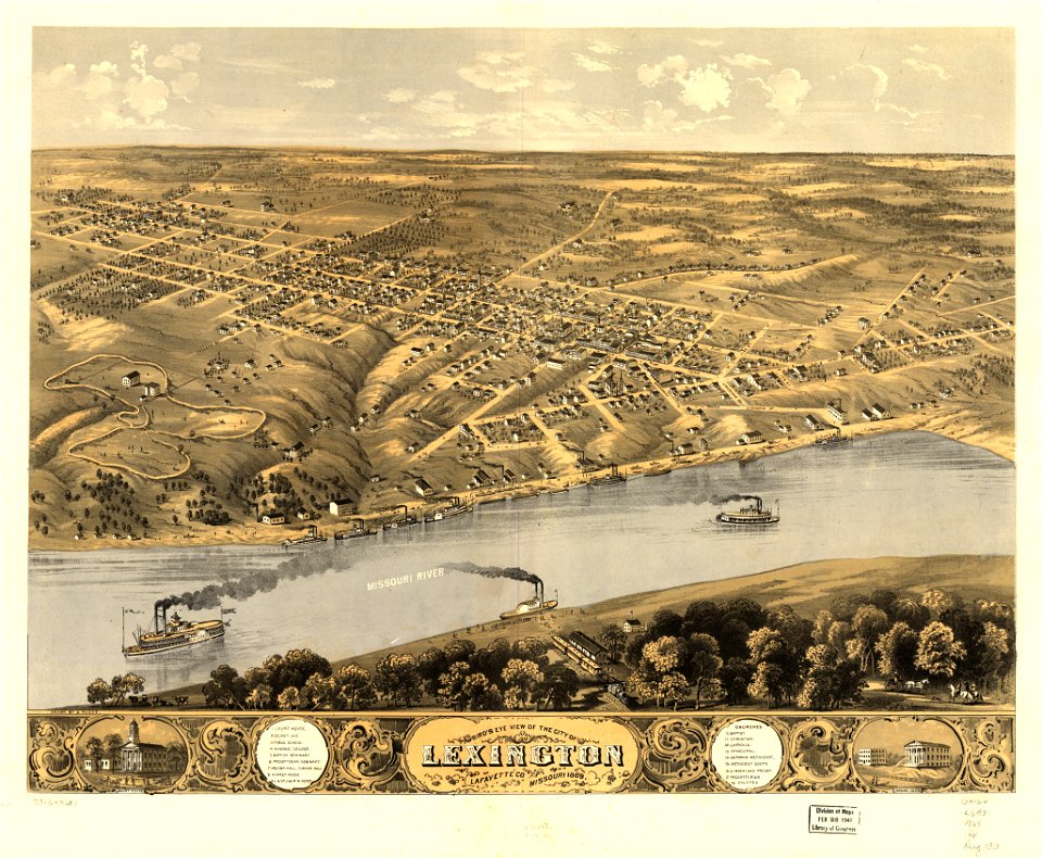 Bird's eye view of the city of Lexington, Lafayette Co., Missouri 1869. LOC 73693481