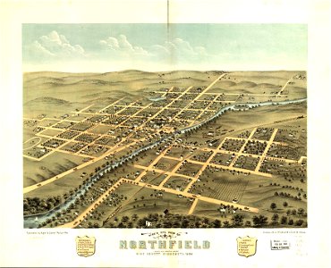 Bird's eye view of Northfield, Rice County, Minnesota 1869. LOC 73693459