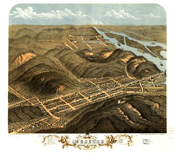 Bird's eye view of the city of McGregor and North McGregor, Clayton County, Iowa 1869. LOC 73693403