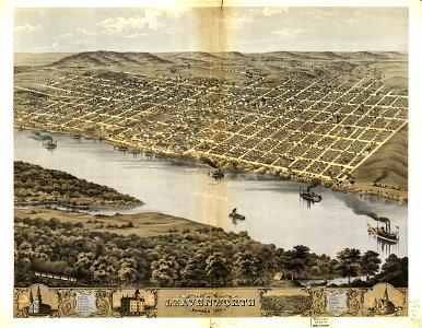Bird's eye view of the city of Leavenworth, Kansas 1869. LOC 73693410