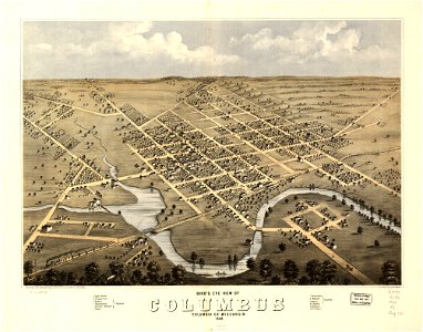 Bird's eye view of Columbus, Columbia Co., Wisconsin 1868. LOC 73694538