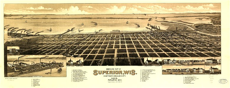 Bird's eye view of Superior, Wis. county seat of Douglas county 1883. LOC 75696721