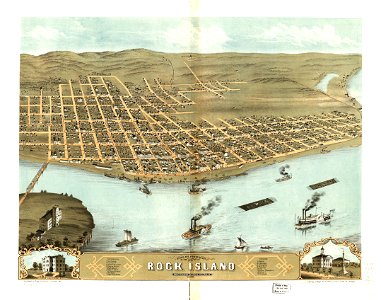 Bird's eye view of the city of Rock Island, Rock Island County, Illinois 1869. LOC 73693371