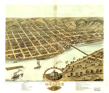 Bird's eye view of the city of Moline, Rock Island County, Illinois 1869. LOC 73693363