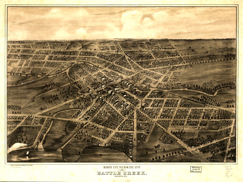 Bird's eye view of the city of Battle Creek, Calhoun Co., Mich. LOC 73693422