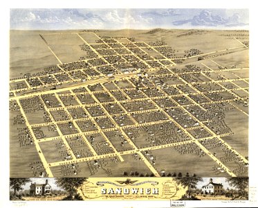 Bird's eye view of the city of Sandwich, De Kalb County, Illinois 1869. LOC 73693372