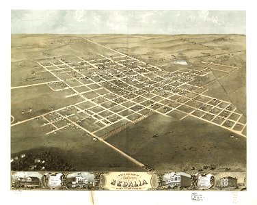 Bird's eye view of the city of Sedalia, Pettis Co., Missouri 1869. LOC 73693491