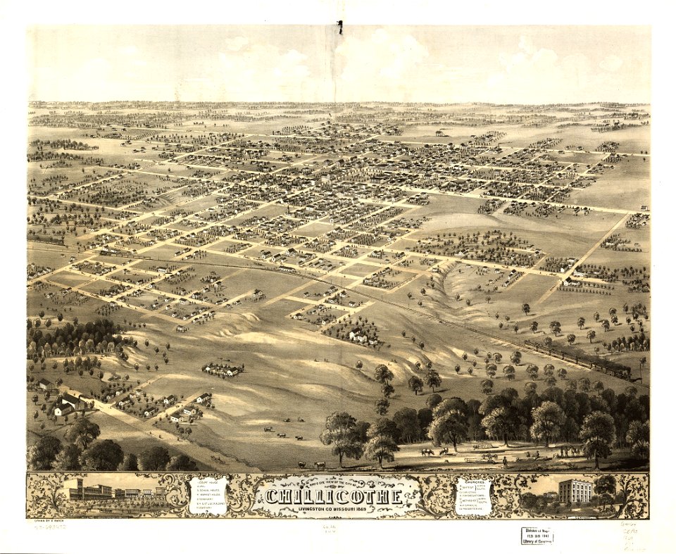 Bird's eye view of the city of Chillicothe, Livingston Co., Missouri 1869. LOC 73693472