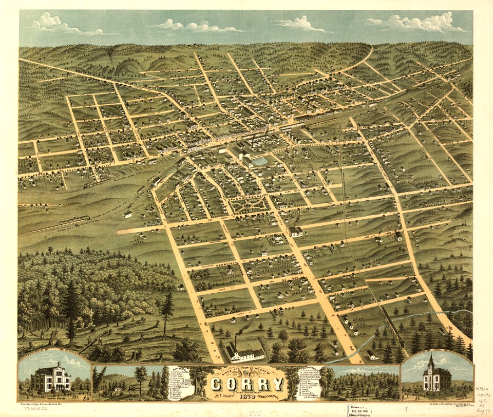 Bird's eye view of the city of Corry, Erie County, Pennsylvania 1870. LOC 73694522